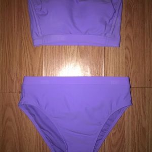 purple tube top bikini